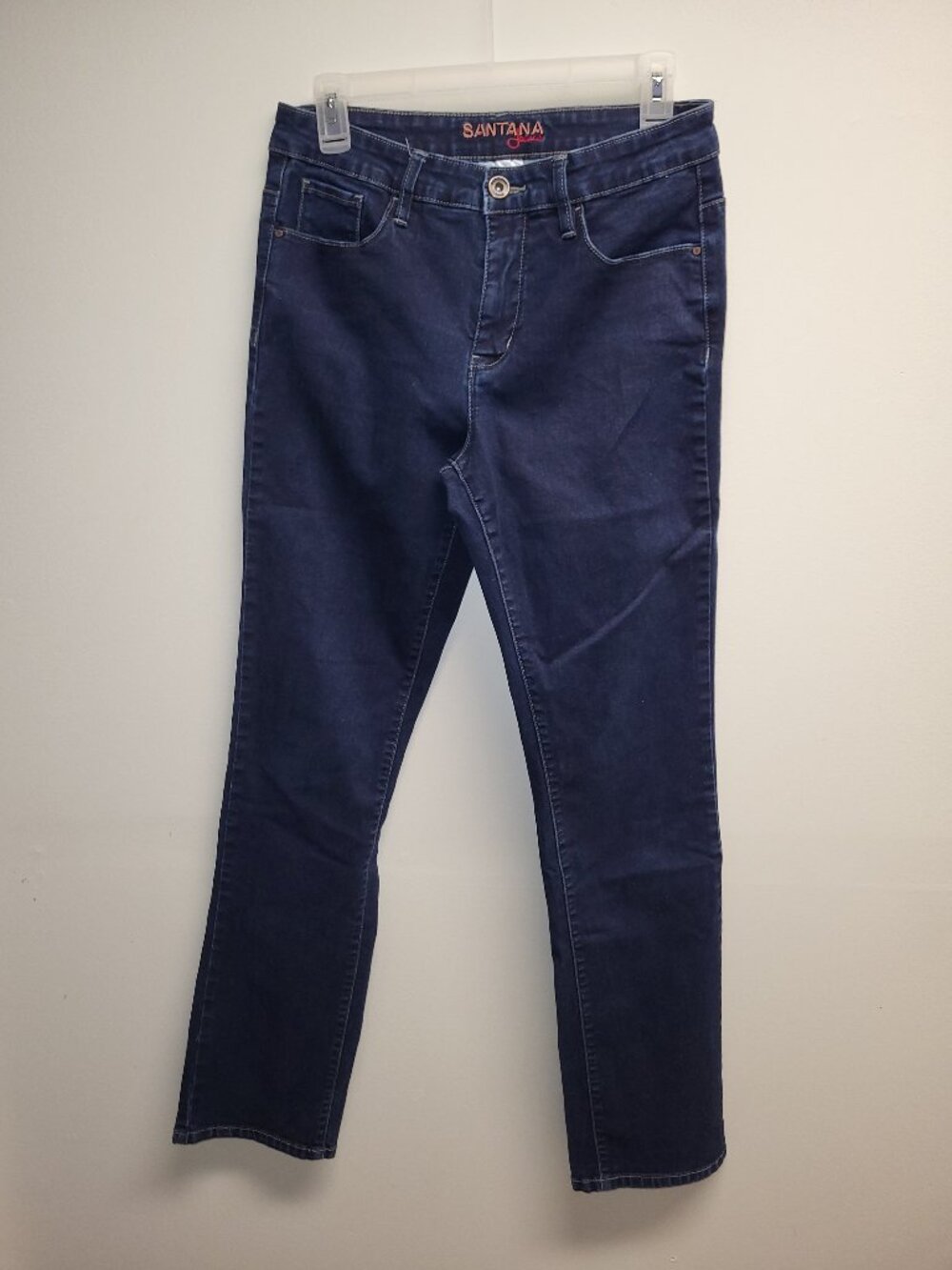 Santana Women’s Straight Leg Jeans Size 10x32 Dark Blue Stretch Denim